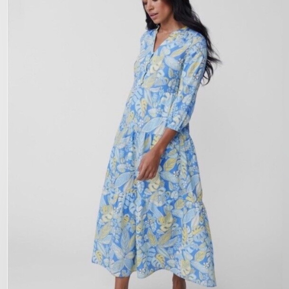 J. McLaughlin Cunningham Tropical Print Split V-neck Dress